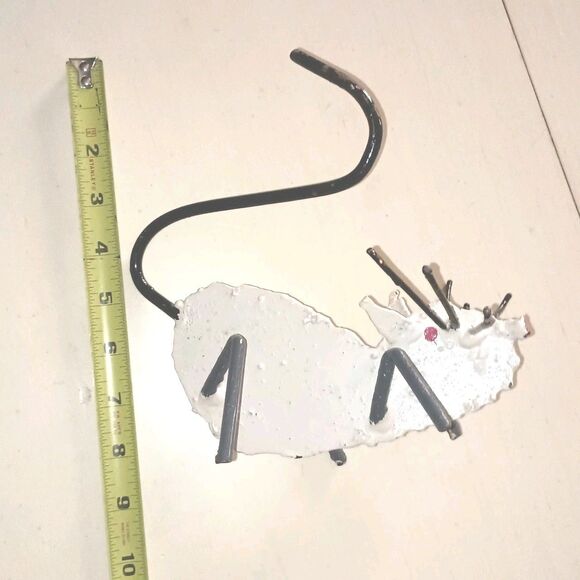 Vintage Metal Cat And Mouse One Of A Kind Handmade Painted Set Folk Art READ - Picture 12 of 12